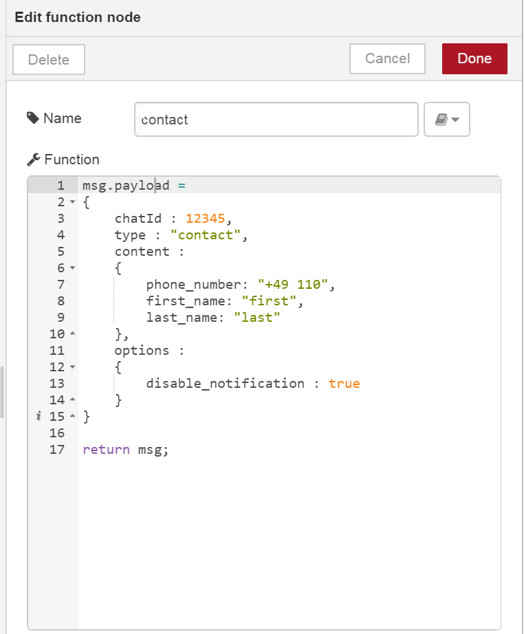 Send Contact Function Alt text